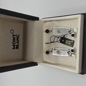 Mont Blanc Boheme Deco Silver & Onyx Charm Drop Earrings 36621